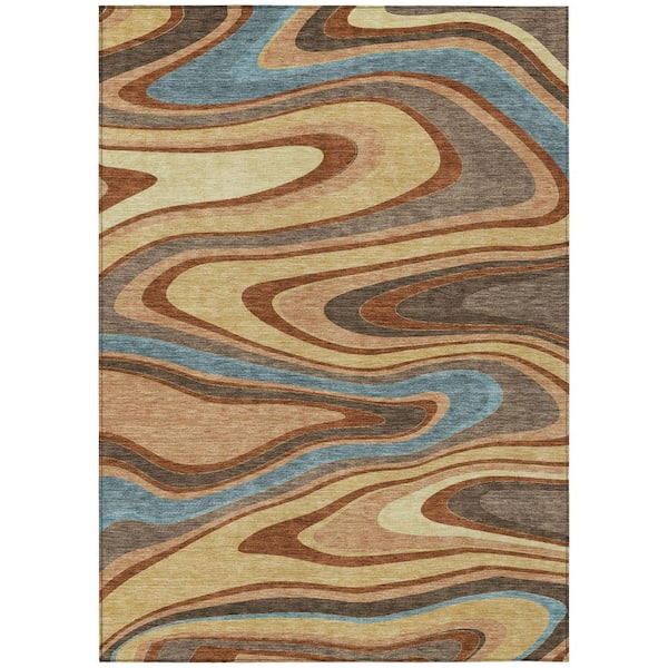 Chantille Machine Washable Indoor/Outdoor Abstract ACN2494 Gold 3 ft. x 4 ft. Area Rug