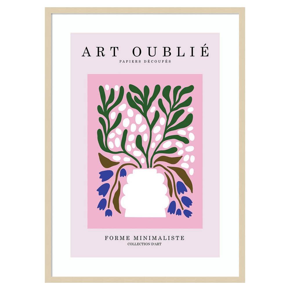 Periwinkle Flowers Minimalist Framed Poster Print in Natural Wood