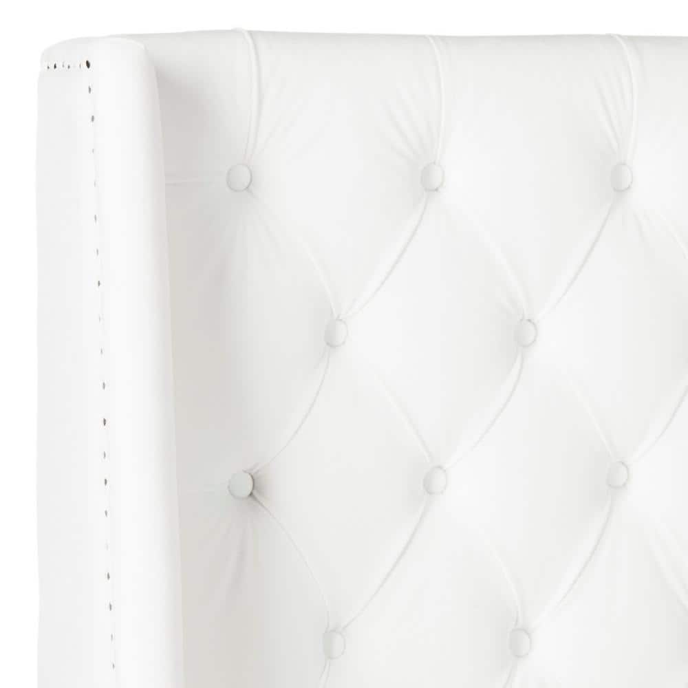 White Queen Wingback Tufted Upholstered Headboard