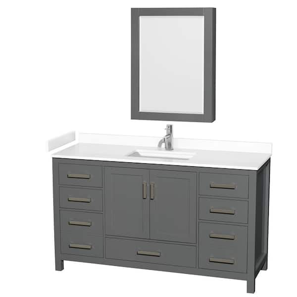 Wyndham Collection Sheffield 60-in Dark Gray Bathroom Vanity Cabinet (Mirror Included) Wyndham Collection Sheffield 60-in Dark Gray Bathroom Vanity Cabinet (Mirror Included)