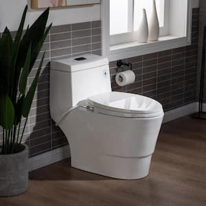 Marsala II One Piece 1.1GPF/1.6 GPF Dual Flush Elongated Toilet with Non-Electric Toilet Seat Included in White