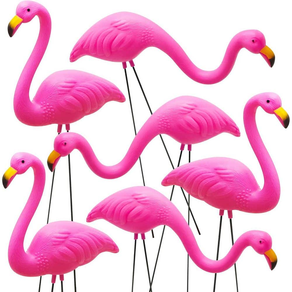 Set of 2 Small Pink Flamingo Yard Ornament Stakes Mini Lawn Plastic Flamingo Statue with Metal Legs price history on PriceWatchPro