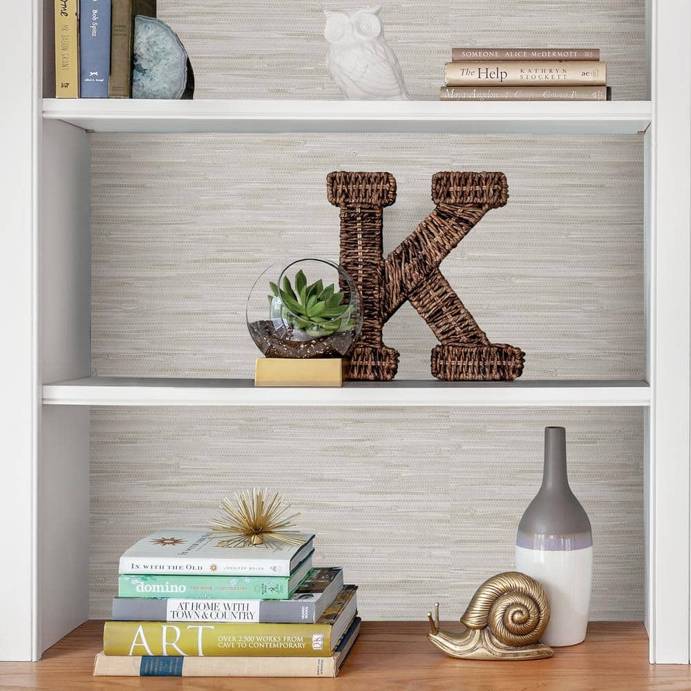 Cream Grasscloth Embossed Peel and Stick Wallpaper