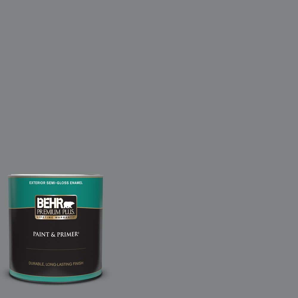 BEHR PREMIUM PLUS 1 qt. PPU26-03 Legendary Gray Semi-Gloss Enamel Exterior  Paint & Primer 540004 - The Home Depot