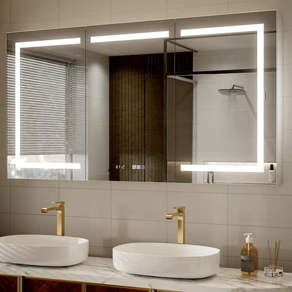 60 in. W x 32 in. H Rectangular LED Anti-Fog Medicine Cabinet with Mirror