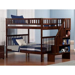 Woodland Walnut Full Over Full Staircase Bunk Bed