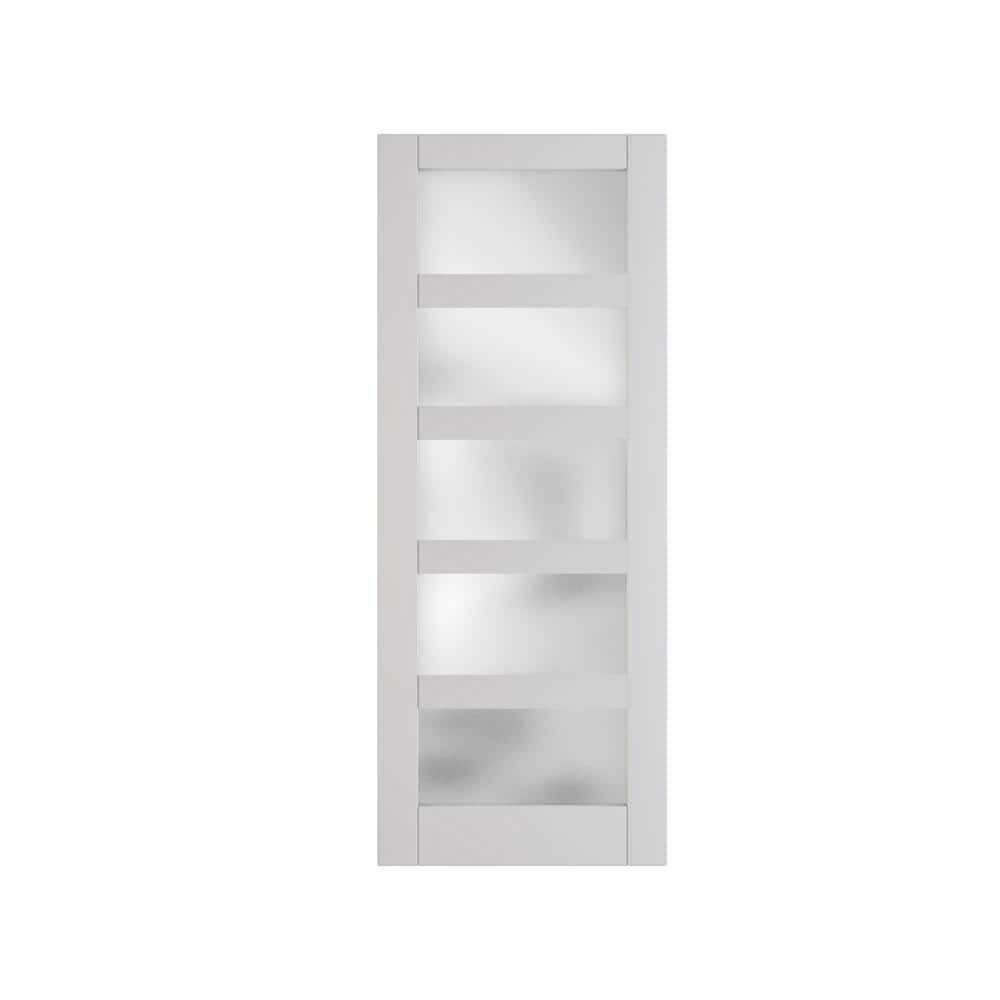 White 30"x 80" French Interior Door with Frosted Glass Panels