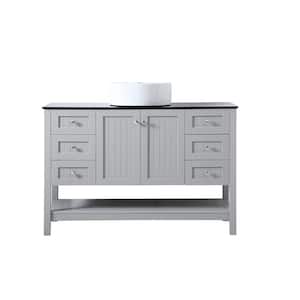Timeless Home 48 in. W x 18.88 in. D x 38 in. H Single Bathroom Vanity in Gray with Black Tempered Glass Top