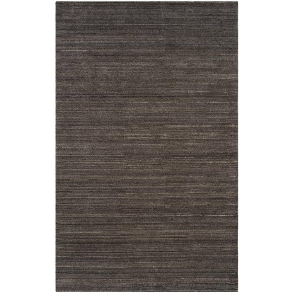 Charcoal Hand-Knotted Wool Rectangular Area Rug - 27in x 4in