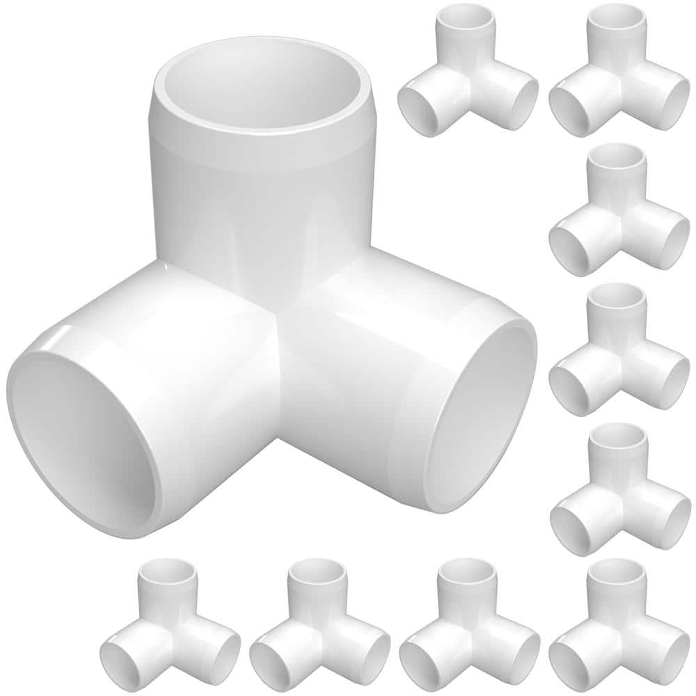 Formufit F0123we-wh-10 3-Way Elbow PVC Fitting, Furniture Grade, 1/2 inch size, White , 10-Pack