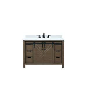 Marsyas 48 in W x 22 in D Rustic Brown Bath Vanity, Cultured Marble Countertop and Faucet Set