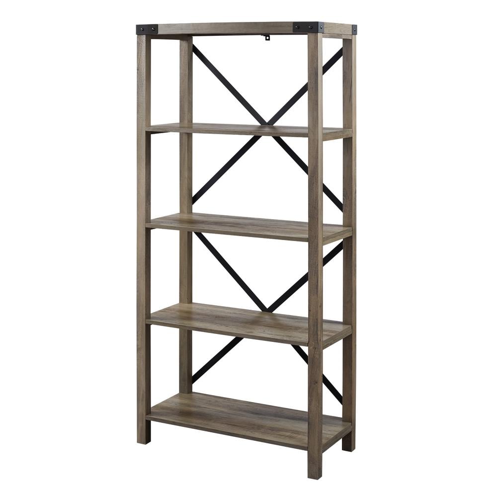 Gray 64" Water Resistant 4-Shelf Wood Bookcase