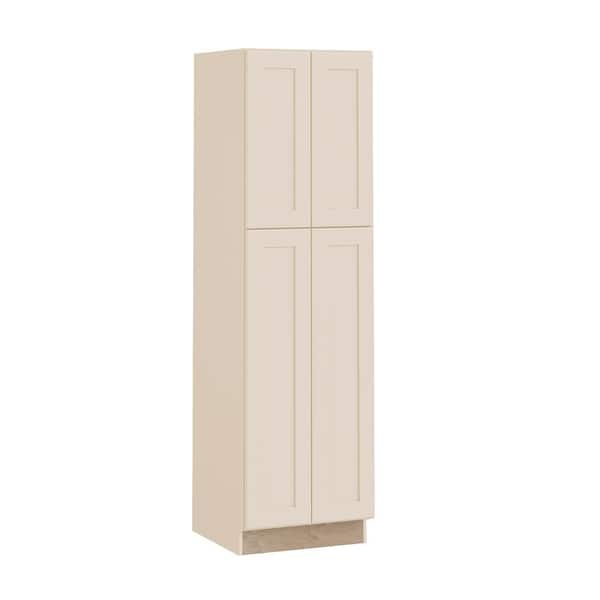 Newport 24 in. W x 21 in. D x 84 in. H Assembled Plywood Vanity Linen Bath Cabinet in Blended Cream with Soft Close