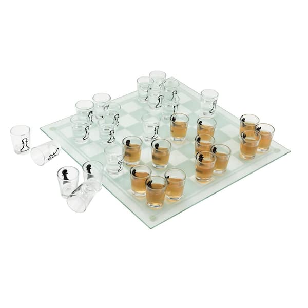 WE Games Black and Clear Glass Chess Set