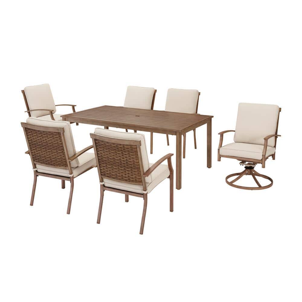 Hampton Bay Geneva 7Piece Brown Wicker Outdoor Patio Dining Set with