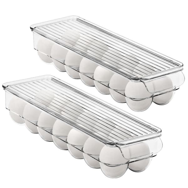 Sorbus 2 Pack Clear Plastic Egg Holder Set with Lids-holds 14 eggs for Fridge, Pantry, BPA-Free