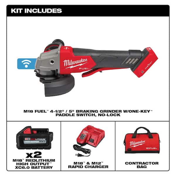 Milwaukee M18 FUEL 18V Lithium-Ion Brushless Cordless 4-1/2 in./6 in.  Grinder with Paddle Switch Kit and Two 6.0 Ah Battery 2980-22 - The Home  Depot