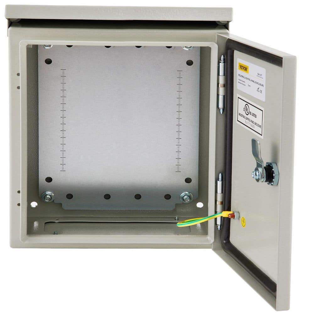 VEVOR Electrical Enclosure Box 12 x 12 x 6 in. NEMA 4X IP65 Junction Box  Carbon Steel Hinged with Rain Hood for Outdoor Indoor TUL30X30X15CM7WSHV0 -  The Home Depot, image size:1000x1000