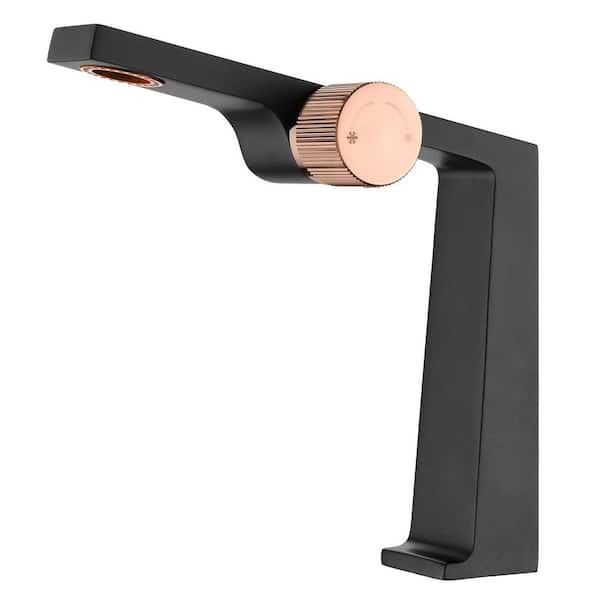 Single Handle Single Hole Bathroom Sink Faucet Brass Modern Basin Vanity Taps in Matte Black and Rose Gold