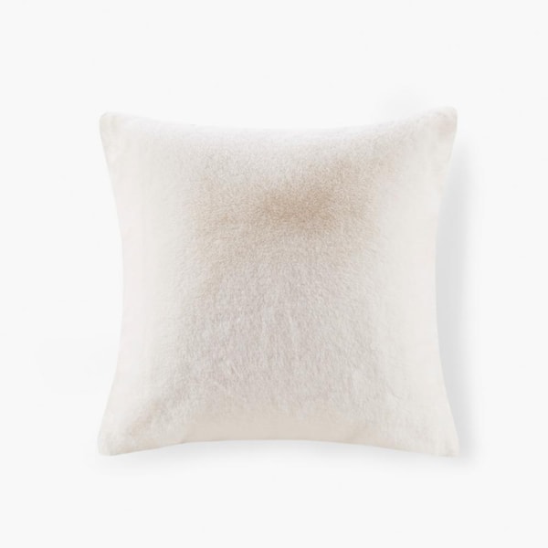 Croscill Sable Ivory 20 in. x 20 in. Solid Faux Fur Square Decor Throw ...