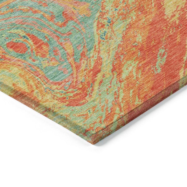 Chantille Machine Washable Indoor/Outdoor Abstract ACN1061 Orange 8 ft. x 8 ft. Area Rug