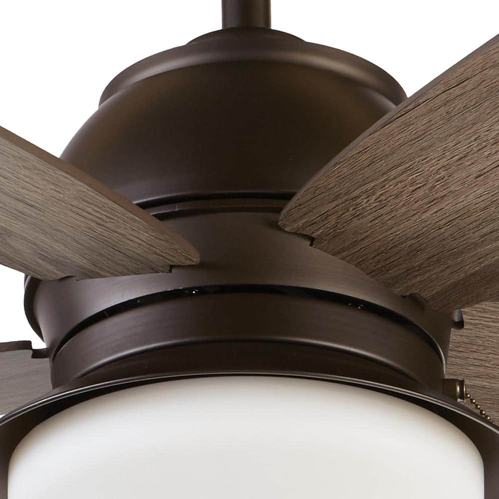 52-inch Bronze Ceiling Fan with Weathered Wood Blades and LED Light
