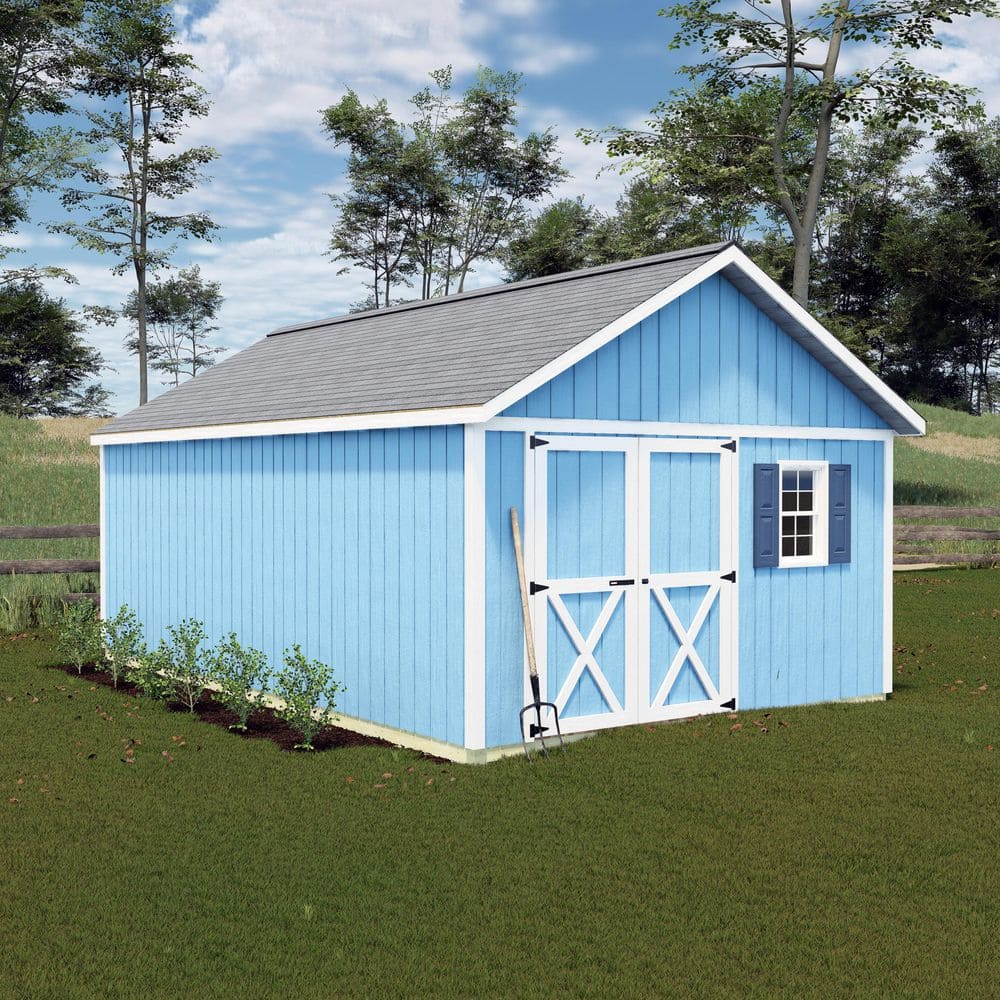 Brandon 12' x 16' Gray Wood Storage Shed Kit with Windows