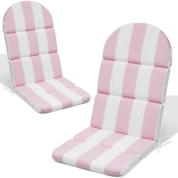 Unbranded 50 in. x 20 in. Deep Seat Outdoor Adirondack Chair Cushion in Pink and White (Set of 2)