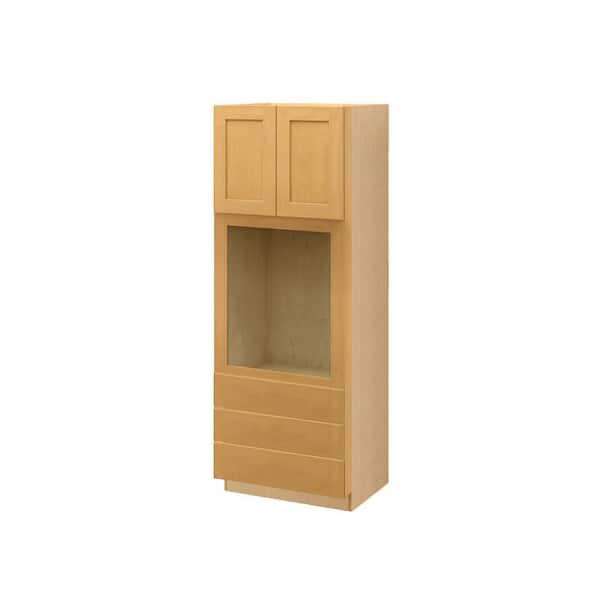 Aberdeen Recessed 33 in. W x 96 in. H x 24 in. D in Caramel Plywood Assembled Single Oven Cabinet