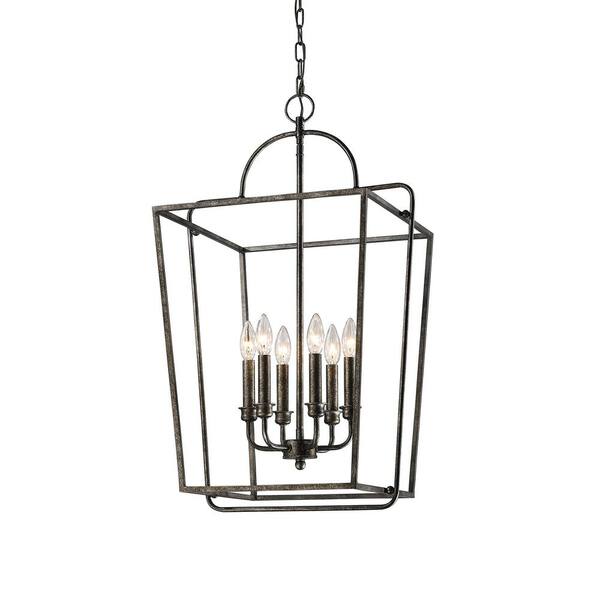 Millennium Lighting 18 in. 6-Light Antique Silver Cage Pendant