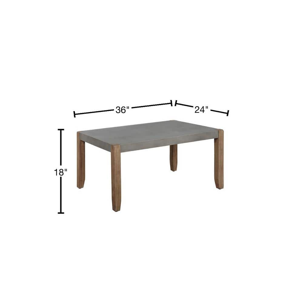 Modern Rustic 36" Faux Concrete and Light Amber Wood Coffee Table