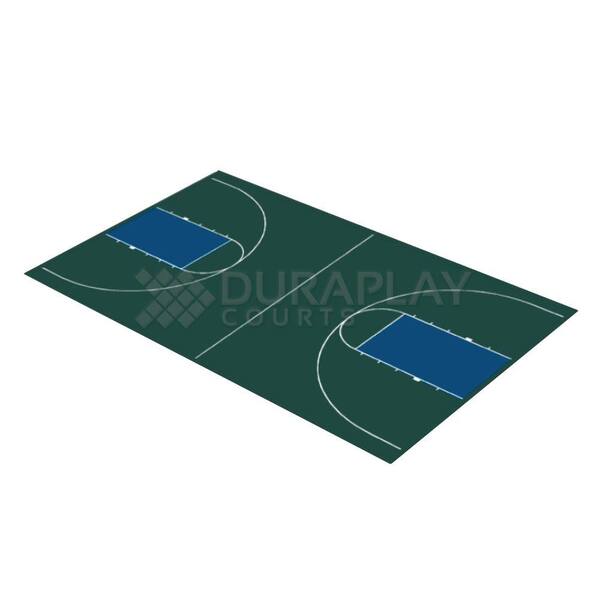 DuraPlay 43 ft. 10 in. x 75 ft. 7 in. Hunter Green and Navy Blue Full Court Basketball Kit