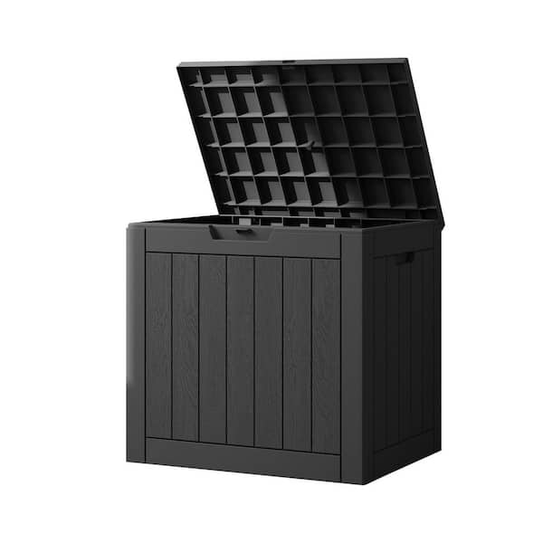 Tenleaf 31 Gal. Black Weatherproof Resin Deck Box Outdoor Storage Box with Lockable Lid