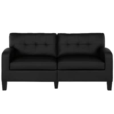 Faux Leather Tufted Sofas Living, Black Leather Sofas