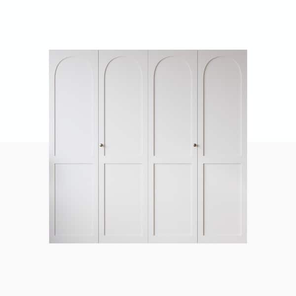 Arch Top 72 in. x 78 in. Solid Core White Primed MDF Wood Closet Bi-Fold Door With Installation Hardware Kit