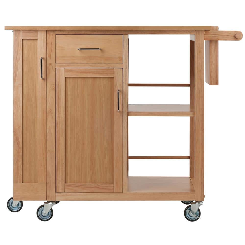 Winsome Utility Butcher Block Kitchen Cart in Natural Finish 