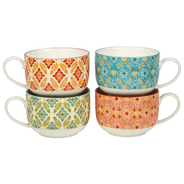 Certified International Damask Floral 28 oz. Jumbo Cups (Set of 4)  45170SET4 - The Home Depot