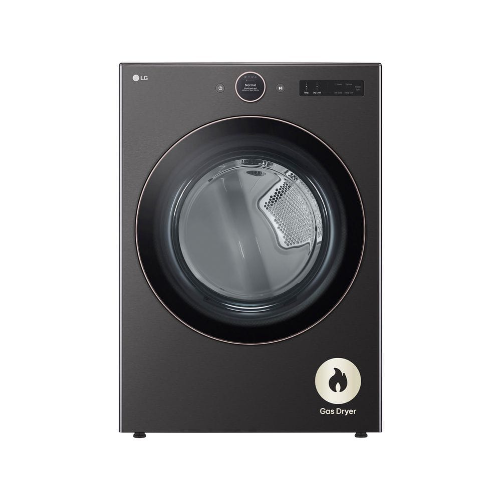 7.4 cu. ft. Vented Stackable SMART Gas Dryer in Black Steel with TurboSteam and AI Sensor Dry Technology