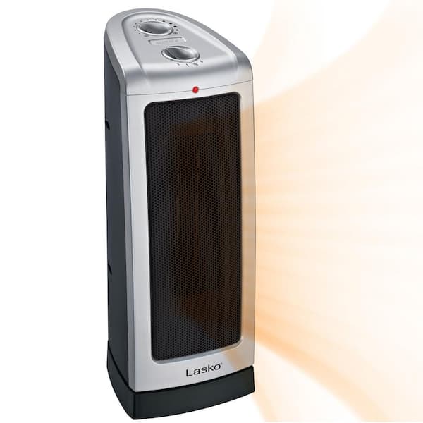 Lasko Tower 16 in. 1500-Watt Electric Ceramic Oscillating Tower Space Heater with Manual Thermostat
