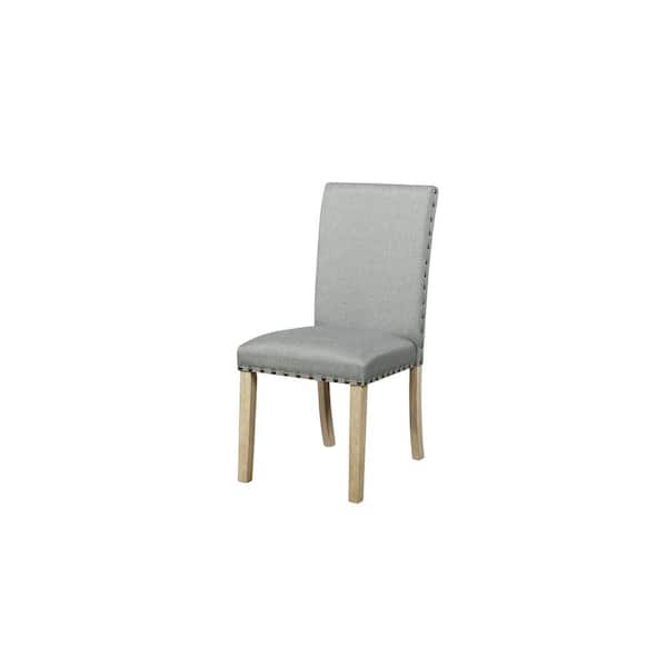Unbranded Sean Gray Linen Nailhead Dining Chair Set of 2