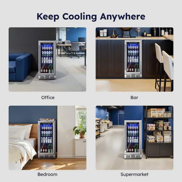 SIMZLIFE 15 in. Single Zone 130-Cans Freestanding/Undercounter