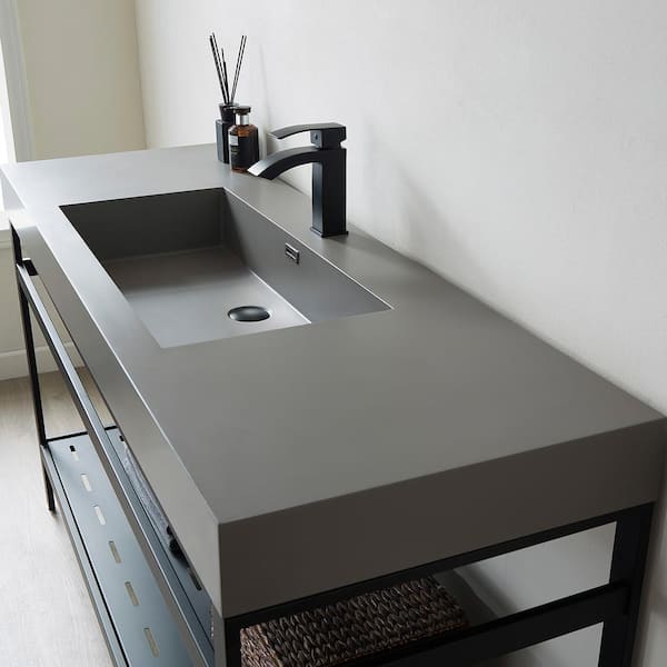 ROSWELL Ablitas 59.8 in. Composite Stone Single Console Bathroom Sink in Gray