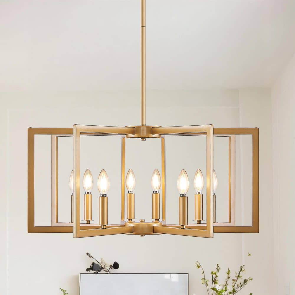 27 in. W 8-Light Gold Ceiling Chandelier Modern Pendant Light Fixture, E12, No Bulbs Inlcuded price history on PriceWatchPro