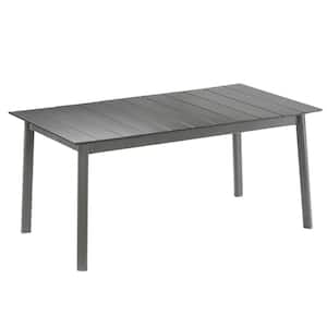 ORON Extendable 6-Person to 8-Person Outdoor Aluminum Garden Dining Table, Titanium