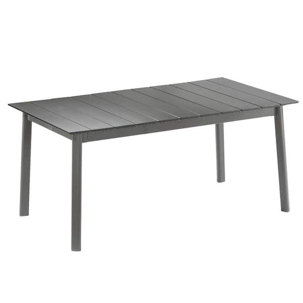 Lafuma ORON Extendable 6-Person to 8-Person Outdoor Aluminum Garden Dining Table, Titanium