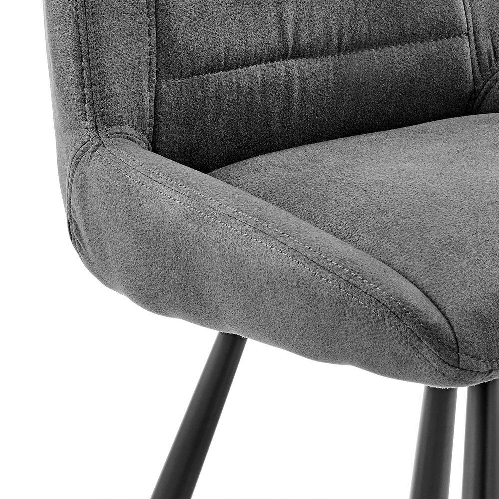 Contemporary Charcoal Fabric and Black Metal Adjustable Bar Stool
