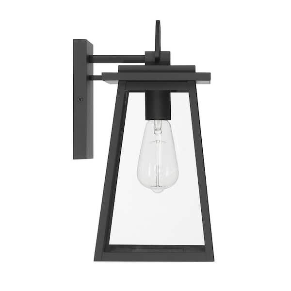 Hunter Ivory Dusk 1 Light Matte Black Rectangle Hardwired Outdoor Lighting for Foyer / Entry Way