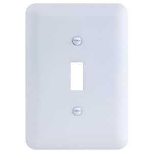 1-Gang Toggle Midway/Maxi Sized Metal Wall Plate, White (Textured/Paintable Finish)