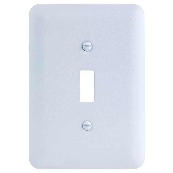 Commercial Electric 1-Gang Toggle Midway/Maxi Sized Metal Wall Plate, White (Textured/Paintable Finish)