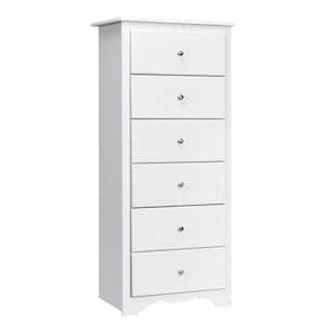 23.5 in. W x 16 in. D x 53.5 in. H White Linen Cabinet 6-Drawers Chest Dresser Clothes Storage Bedroom Furniture Cabinet